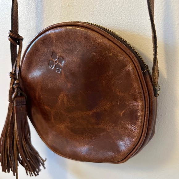 Patricia Nash Vintage Round Canteen Brown Leather Crossbody Handbag Purse - Picture 3 of 8